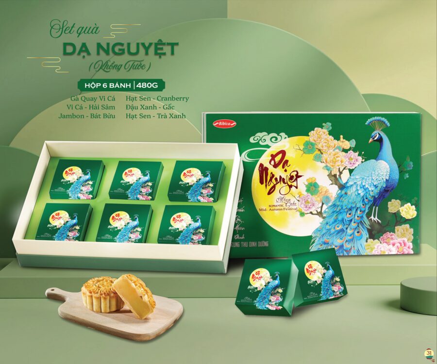 Set quà Dạ Nguyệt Khổng Tước Bibica 2026 — 480g 6 bánh dinh dưỡng