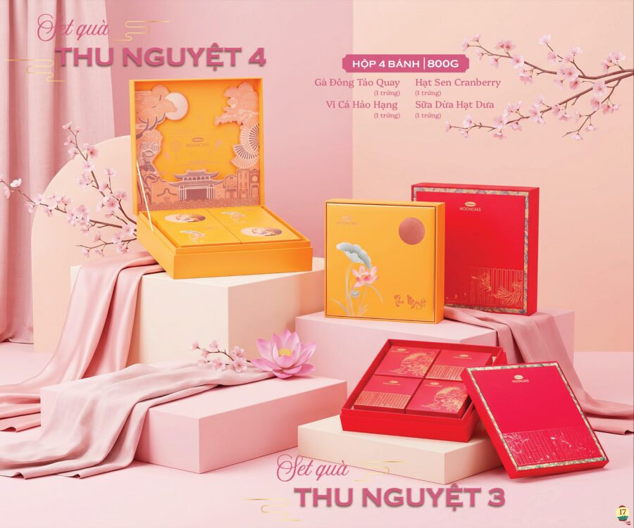 Set quà Thu Nguyệt 3-4 Bibica 2026 — 800g 4 bánh